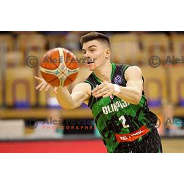 Jan Barbaric of Petrol Olimpija in action during FIBA Champions League basketball match between Petrol Olimpija and Rosa Radom in Tivoli Hall, Ljubljana on December 5, 2017