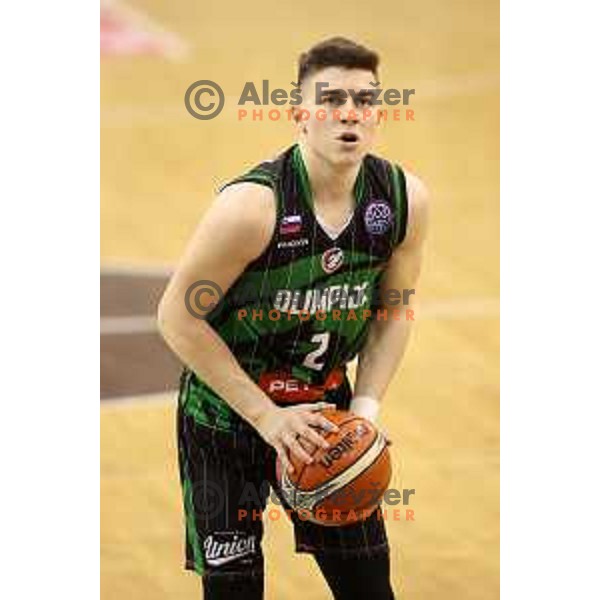 Jan Barbaric of Petrol Olimpija in action during FIBA Champions League basketball match between Petrol Olimpija and Rosa Radom in Tivoli Hall, Ljubljana on December 5, 2017