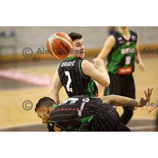 Jan Barbaric of Petrol Olimpija in action during FIBA Champions League basketball match between Petrol Olimpija and Rosa Radom in Tivoli Hall, Ljubljana on December 5, 2017