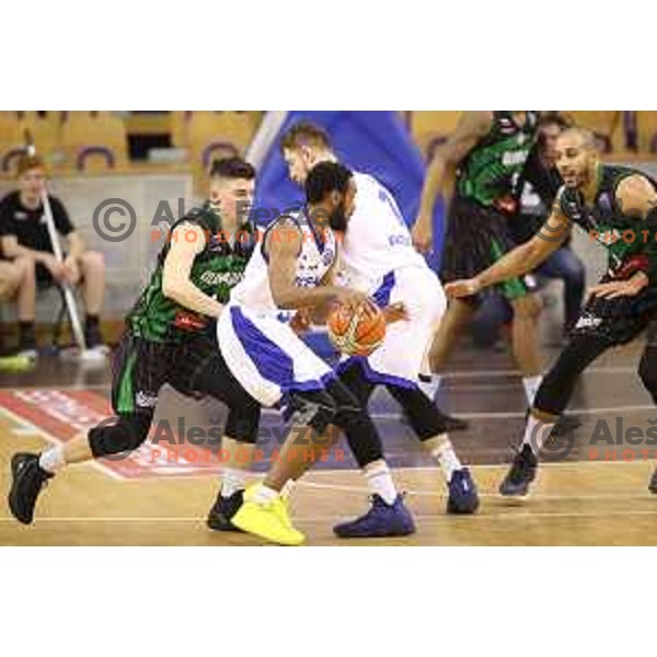 Jan Barbaric of Petrol Olimpija in action during FIBA Champions League basketball match between Petrol Olimpija and Rosa Radom in Tivoli Hall, Ljubljana on December 5, 2017