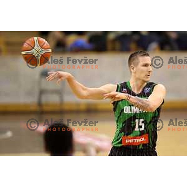Gregor Hrovat of Petrol Olimpija in action during FIBA Champions League basketball match between Petrol Olimpija and Rosa Radom in Tivoli Hall, Ljubljana on December 5, 2017