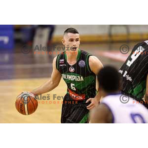 Jan Span of Petrol Olimpija in action during FIBA Champions League basketball match between Petrol Olimpija and Rosa Radom in Tivoli Hall, Ljubljana on December 5, 2017