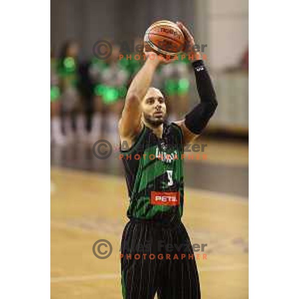Jordan Morgan of Petrol Olimpija in action during FIBA Champions League basketball match between Petrol Olimpija and Rosa Radom in Tivoli Hall, Ljubljana on December 5, 2017