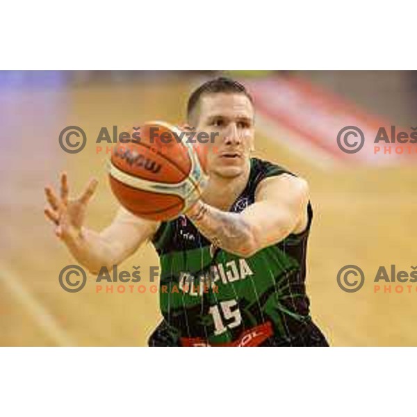 Gregor Hrovat of Petrol Olimpija in action during FIBA Champions League basketball match between Petrol Olimpija and Rosa Radom in Tivoli Hall, Ljubljana on December 5, 2017
