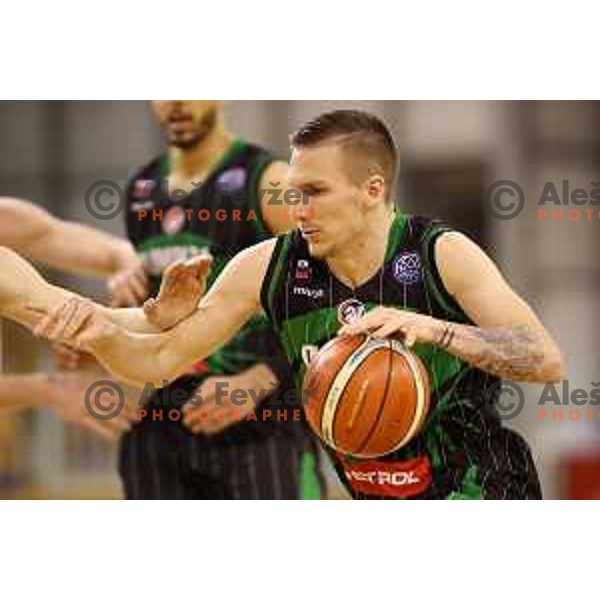 Gregor Hrovat of Petrol Olimpija in action during FIBA Champions League basketball match between Petrol Olimpija and Rosa Radom in Tivoli Hall, Ljubljana on December 5, 2017