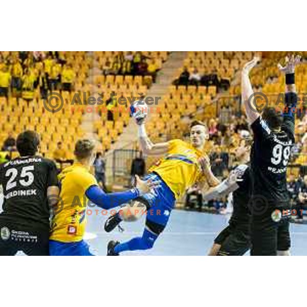 Celje’s Jaka Malus (5) in action during SEHA League match between Celje PL and Gorenje Velenje, in Zlatorog Hall, Celje on December 10, 2017 