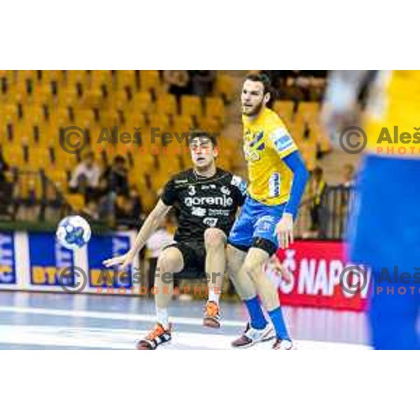 Gorenje’s Nejc Cehte (3) in action during SEHA League match between Celje PL and Gorenje Velenje, in Zlatorog Hall, Celje on December 10, 2017 