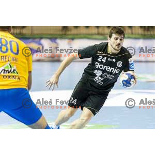 Gorenje’s Robert Markotic (24) in action during SEHA League match between Celje PL and Gorenje Velenje, in Zlatorog Hall, Celje on December 10, 2017 