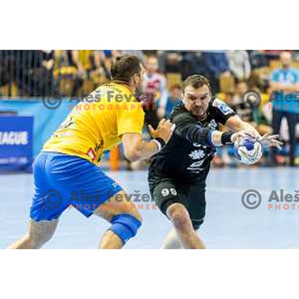 Gorenje’s Zarko Pejovic (99) in action during SEHA League match between Celje PL and Gorenje Velenje, in Zlatorog Hall, Celje on December 10, 2017 