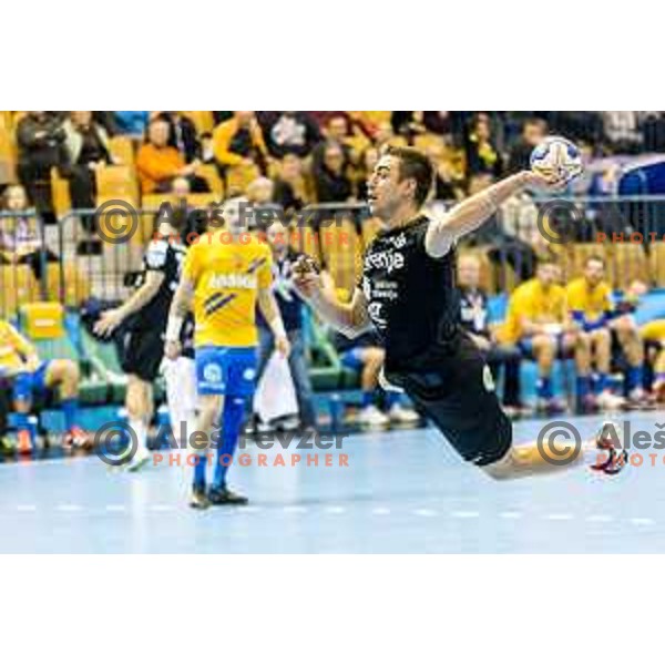 Gorenje’s Nejc Cehte (3) in action during SEHA League match between Celje PL and Gorenje Velenje, in Zlatorog Hall, Celje on December 10, 2017 