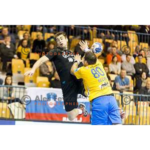 Gorenje’s Nejc Cehte (3) in action during SEHA League match between Celje PL and Gorenje Velenje, in Zlatorog Hall, Celje on December 10, 2017 