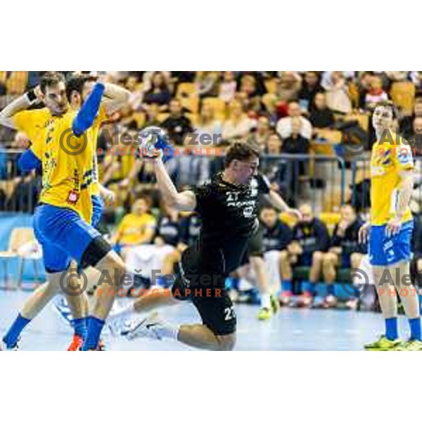 Gorenje’s Blaz Klec (27) in action during SEHA League match between Celje PL and Gorenje Velenje, in Zlatorog Hall, Celje on December 10, 2017 