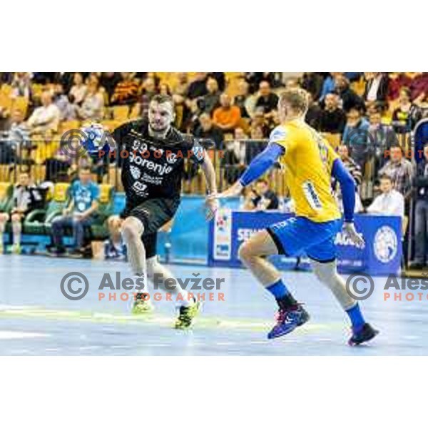 Gorenje’s Zarko Pejovic (99) in action during SEHA League match between Celje PL and Gorenje Velenje, in Zlatorog Hall, Celje on December 10, 2017 