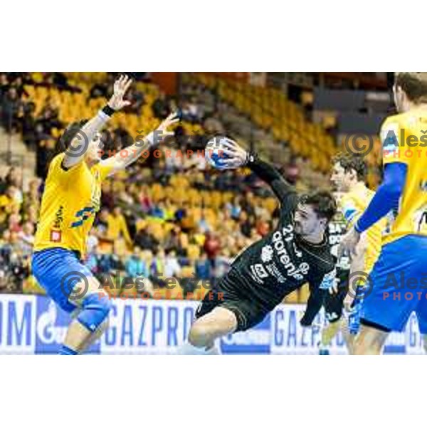 Gorenje’s Gregor Potocnik (21) in action during SEHA League match between Celje PL and Gorenje Velenje, in Zlatorog Hall, Celje on December 10, 2017 
