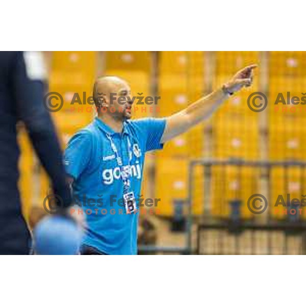 Gorenje’s head coach Zeljko Babic in action during SEHA League match between Celje PL and Gorenje Velenje, in Zlatorog Hall, Celje on December 10, 2017 