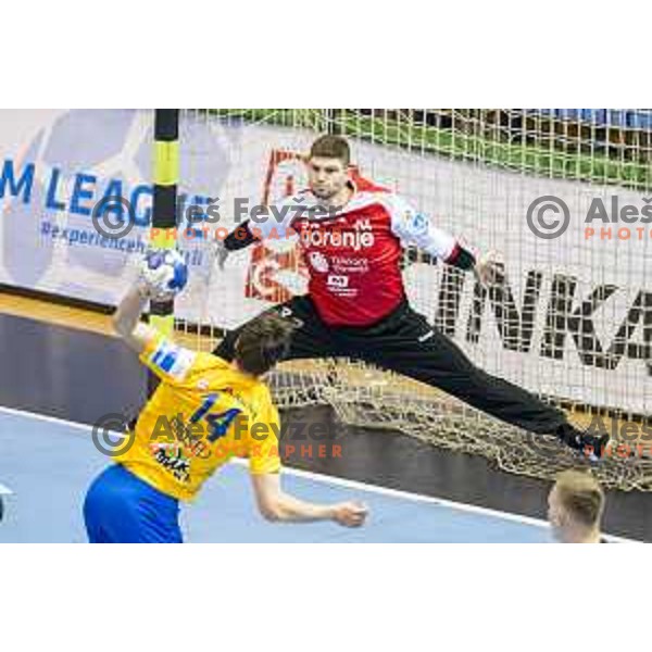 Gorenje’s Rok Zaponsek (32) in action during SEHA League match between Celje PL and Gorenje Velenje, in Zlatorog Hall, Celje on December 10, 2017 