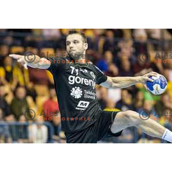 Gorenje’s Matjaz Brumen (77) in action during SEHA League match between Celje PL and Gorenje Velenje, in Zlatorog Hall, Celje on December 10, 2017 