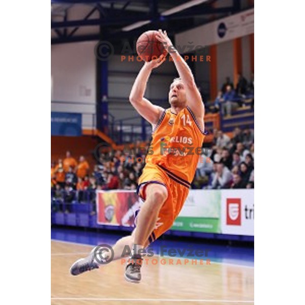 Jure Mocnik of Helios Suns in action during Nova KBM league basketball match between Helios Suns and Petrol Olimpija in Domzale Sports Hall, Slovenia on December 10, 2017