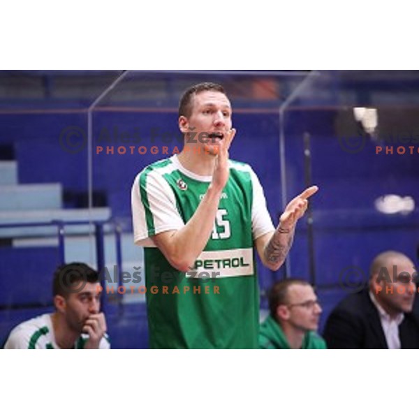 Gregor Hrovat in action during Nova KBM league basketball match between Helios Suns and Petrol Olimpija in Domzale Sports Hall, Slovenia on December 10, 2017