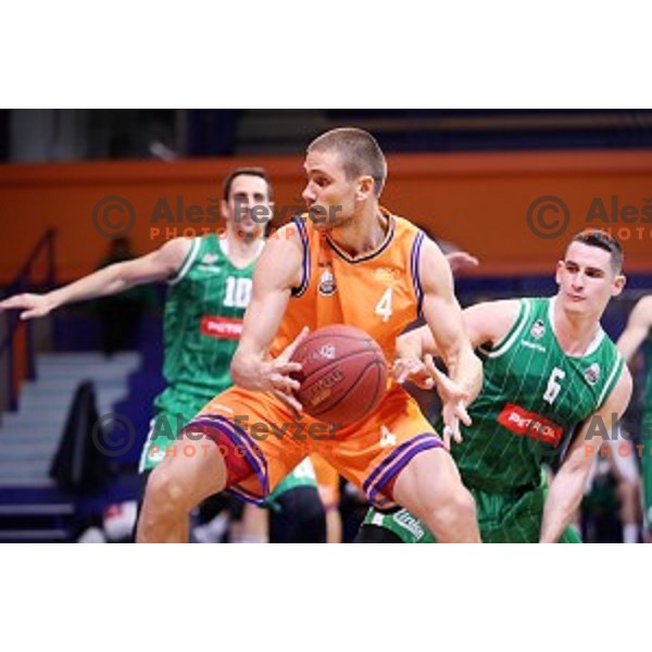 Jaka Brodnik of Helios Suns in action during Nova KBM league basketball match between Helios Suns and Petrol Olimpija in Domzale Sports Hall, Slovenia on December 10, 2017