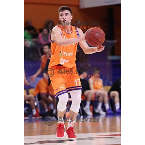 Nejc Kalvzar of Helios Suns in action during Nova KBM league basketball match between Helios Suns and Petrol Olimpija in Domzale Sports Hall, Slovenia on December 10, 2017