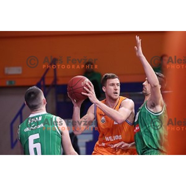 Blaz Mahkovic of Helios Suns in action during Nova KBM league basketball match between Helios Suns and Petrol Olimpija in Domzale Sports Hall, Slovenia on December 10, 2017