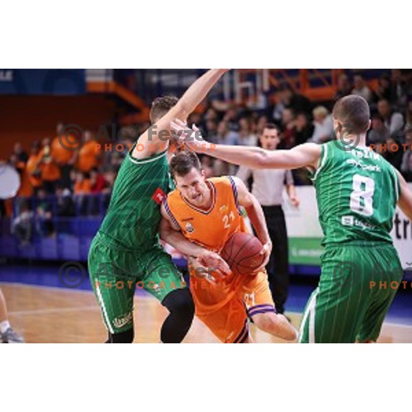 Blaz Mahkovic of Helios Suns in action during Nova KBM league basketball match between Helios Suns and Petrol Olimpija in Domzale Sports Hall, Slovenia on December 10, 2017