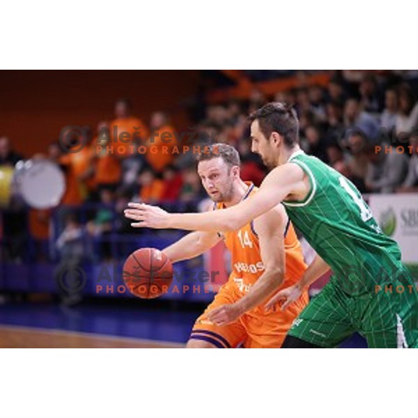 Jure Mocnik of Helios Suns in action during Nova KBM league basketball match between Helios Suns and Petrol Olimpija in Domzale Sports Hall, Slovenia on December 10, 2017