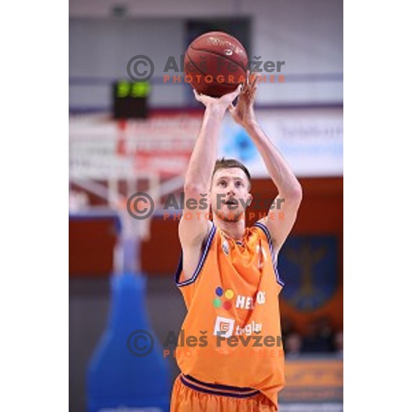 Blaz Mahkovic of Helios Suns in action during Nova KBM league basketball match between Helios Suns and Petrol Olimpija in Domzale Sports Hall, Slovenia on December 10, 2017