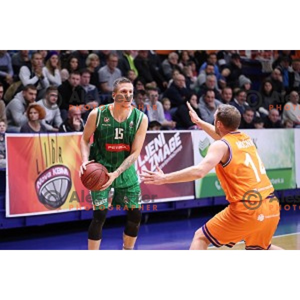 Gregor Hrovat in action during Nova KBM league basketball match between Helios Suns and Petrol Olimpija in Domzale Sports Hall, Slovenia on December 10, 2017
