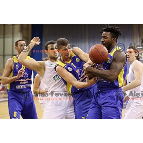 of Ilirija action during Nova KBM league basketball match between Ilirija and Sencur GGD in Tivoli Hall, Ljubljana, Slovenia on December 10, 2017