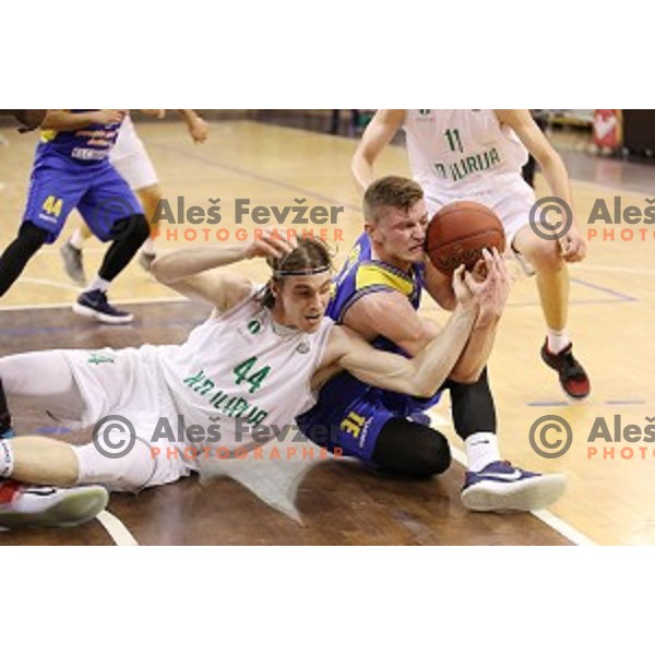 of Ilirija action during Nova KBM league basketball match between Ilirija and Sencur GGD in Tivoli Hall, Ljubljana, Slovenia on December 10, 2017