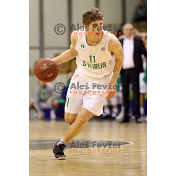 of Ilirija action during Nova KBM league basketball match between Ilirija and Sencur GGD in Tivoli Hall, Ljubljana, Slovenia on December 10, 2017