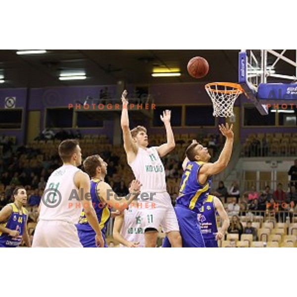 of Ilirija action during Nova KBM league basketball match between Ilirija and Sencur GGD in Tivoli Hall, Ljubljana, Slovenia on December 10, 2017