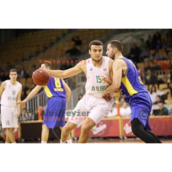 of Ilirija action during Nova KBM league basketball match between Ilirija and Sencur GGD in Tivoli Hall, Ljubljana, Slovenia on December 10, 2017