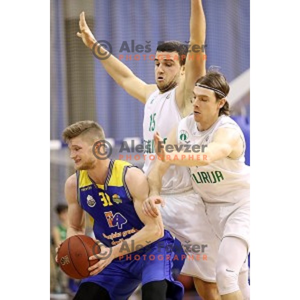 of Ilirija action during Nova KBM league basketball match between Ilirija and Sencur GGD in Tivoli Hall, Ljubljana, Slovenia on December 10, 2017