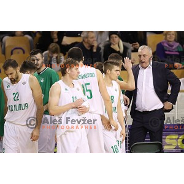 of Ilirija action during Nova KBM league basketball match between Ilirija and Sencur GGD in Tivoli Hall, Ljubljana, Slovenia on December 10, 2017