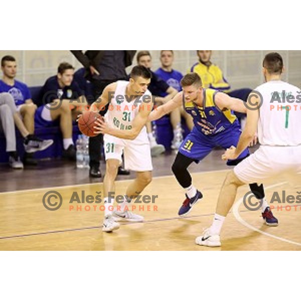 of Ilirija action during Nova KBM league basketball match between Ilirija and Sencur GGD in Tivoli Hall, Ljubljana, Slovenia on December 10, 2017