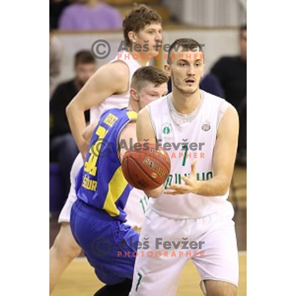 of Ilirija action during Nova KBM league basketball match between Ilirija and Sencur GGD in Tivoli Hall, Ljubljana, Slovenia on December 10, 2017