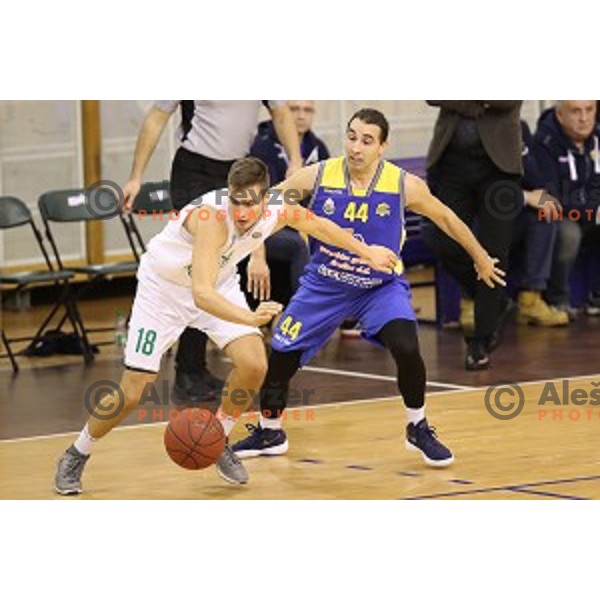 of Ilirija action during Nova KBM league basketball match between Ilirija and Sencur GGD in Tivoli Hall, Ljubljana, Slovenia on December 10, 2017