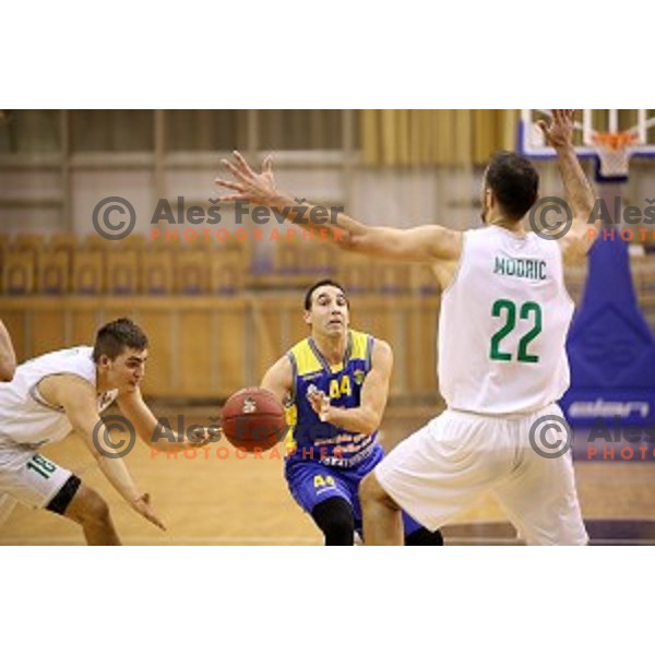 of Ilirija action during Nova KBM league basketball match between Ilirija and Sencur GGD in Tivoli Hall, Ljubljana, Slovenia on December 10, 2017