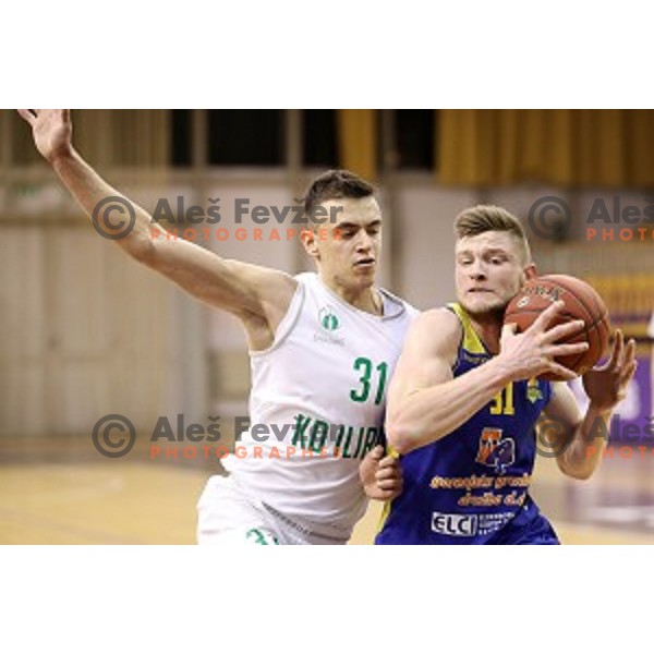 of Ilirija action during Nova KBM league basketball match between Ilirija and Sencur GGD in Tivoli Hall, Ljubljana, Slovenia on December 10, 2017