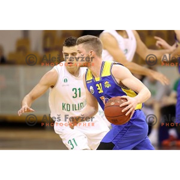 of Ilirija action during Nova KBM league basketball match between Ilirija and Sencur GGD in Tivoli Hall, Ljubljana, Slovenia on December 10, 2017