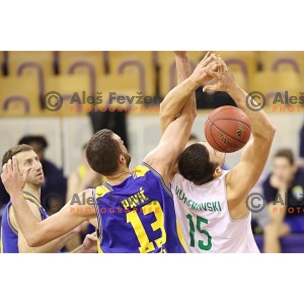of Ilirija action during Nova KBM league basketball match between Ilirija and Sencur GGD in Tivoli Hall, Ljubljana, Slovenia on December 10, 2017