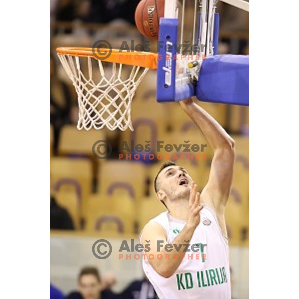 of Ilirija action during Nova KBM league basketball match between Ilirija and Sencur GGD in Tivoli Hall, Ljubljana, Slovenia on December 10, 2017