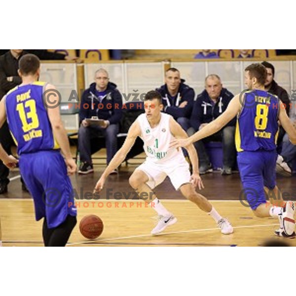of Ilirija action during Nova KBM league basketball match between Ilirija and Sencur GGD in Tivoli Hall, Ljubljana, Slovenia on December 10, 2017
