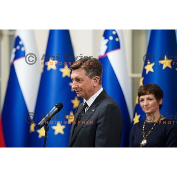Borut Pahor during the reception of the president with Slovenian athletes at the office of the president of Slovenia, Ljubljana, Slovenia on December 12, 2017