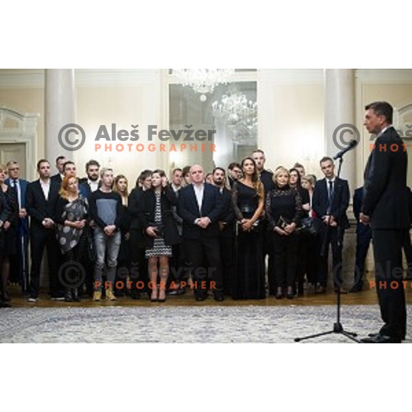 Borut Pahor during the reception of the president with Slovenian athletes at the office of the president of Slovenia, Ljubljana, Slovenia on December 12, 2017