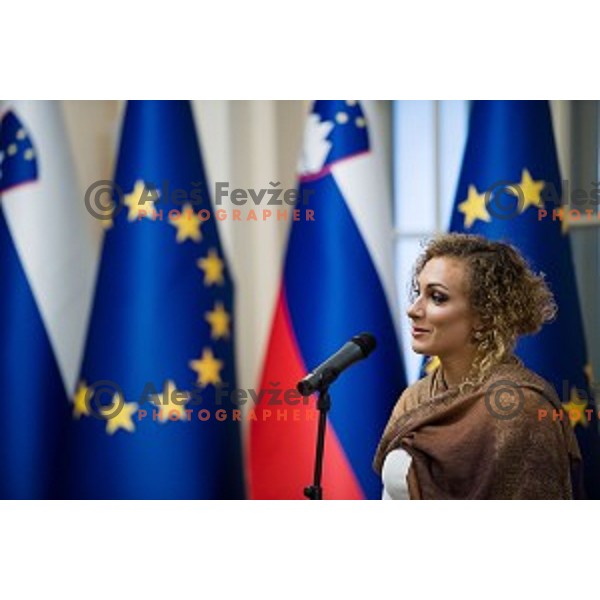 Ilka Stuhec during the reception of the president with Slovenian athletes at the office of the president of Slovenia, Ljubljana, Slovenia on December 12, 2017