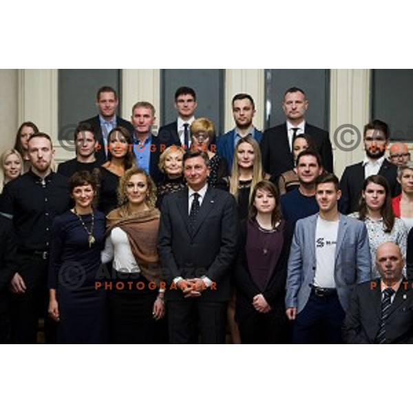 Borut Pahor during the reception of the president with Slovenian athletes at the office of the president of Slovenia, Ljubljana, Slovenia on December 12, 2017